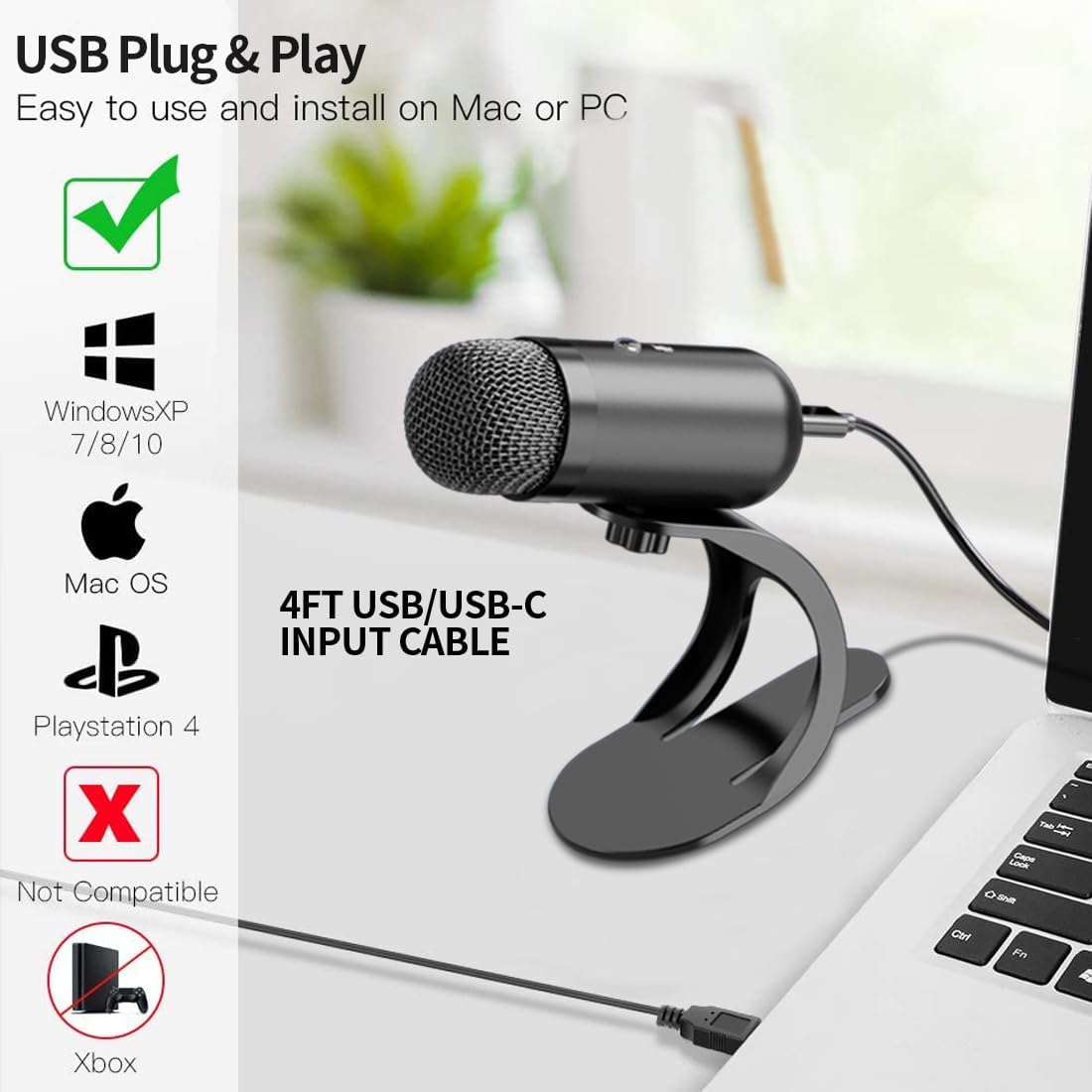 Streaming Mic Condenser - Professional USB Microphone Condenser conference Microphone