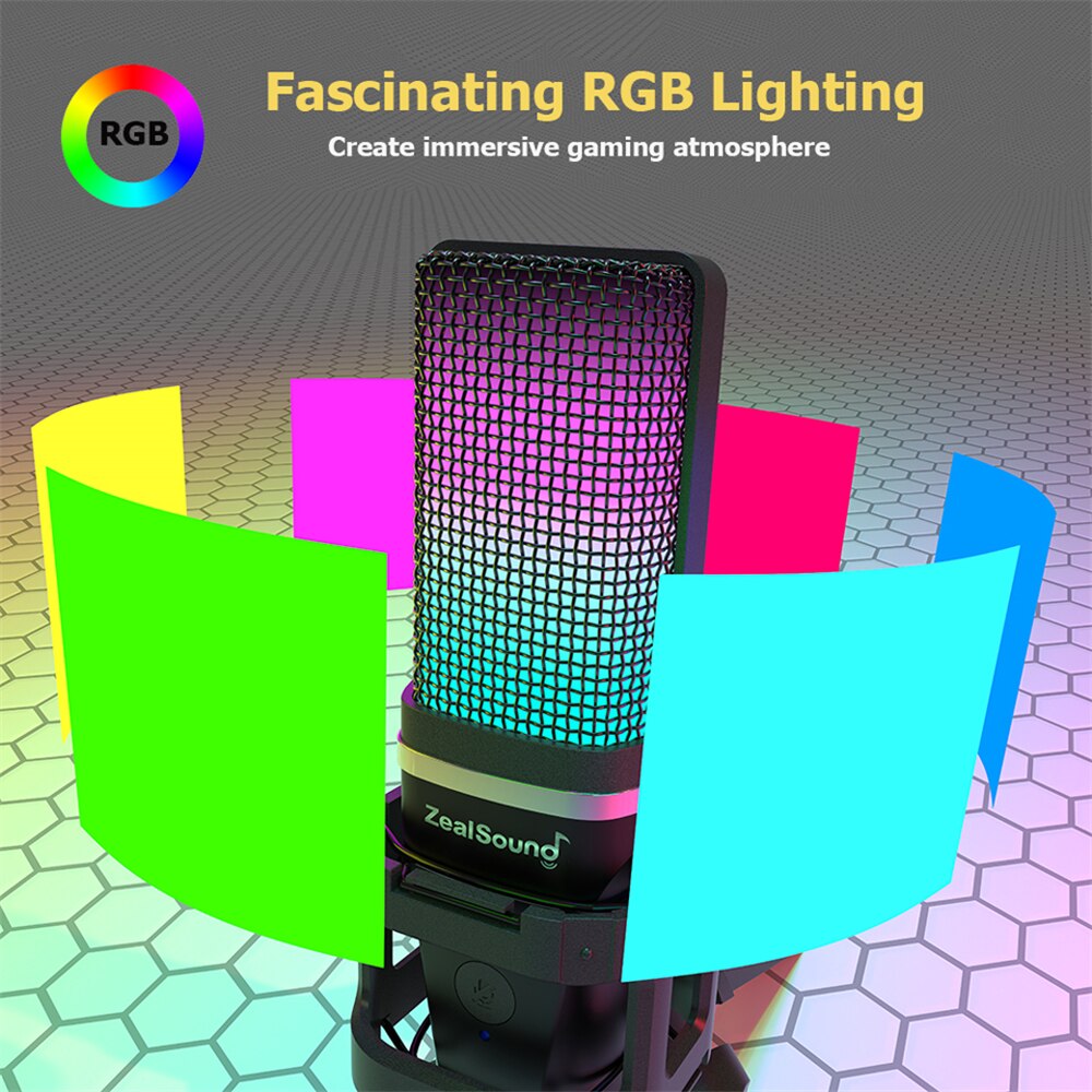 Zealsound RGB ghi âm Microphon - đánh giá và giá Streaming Mic Condenser