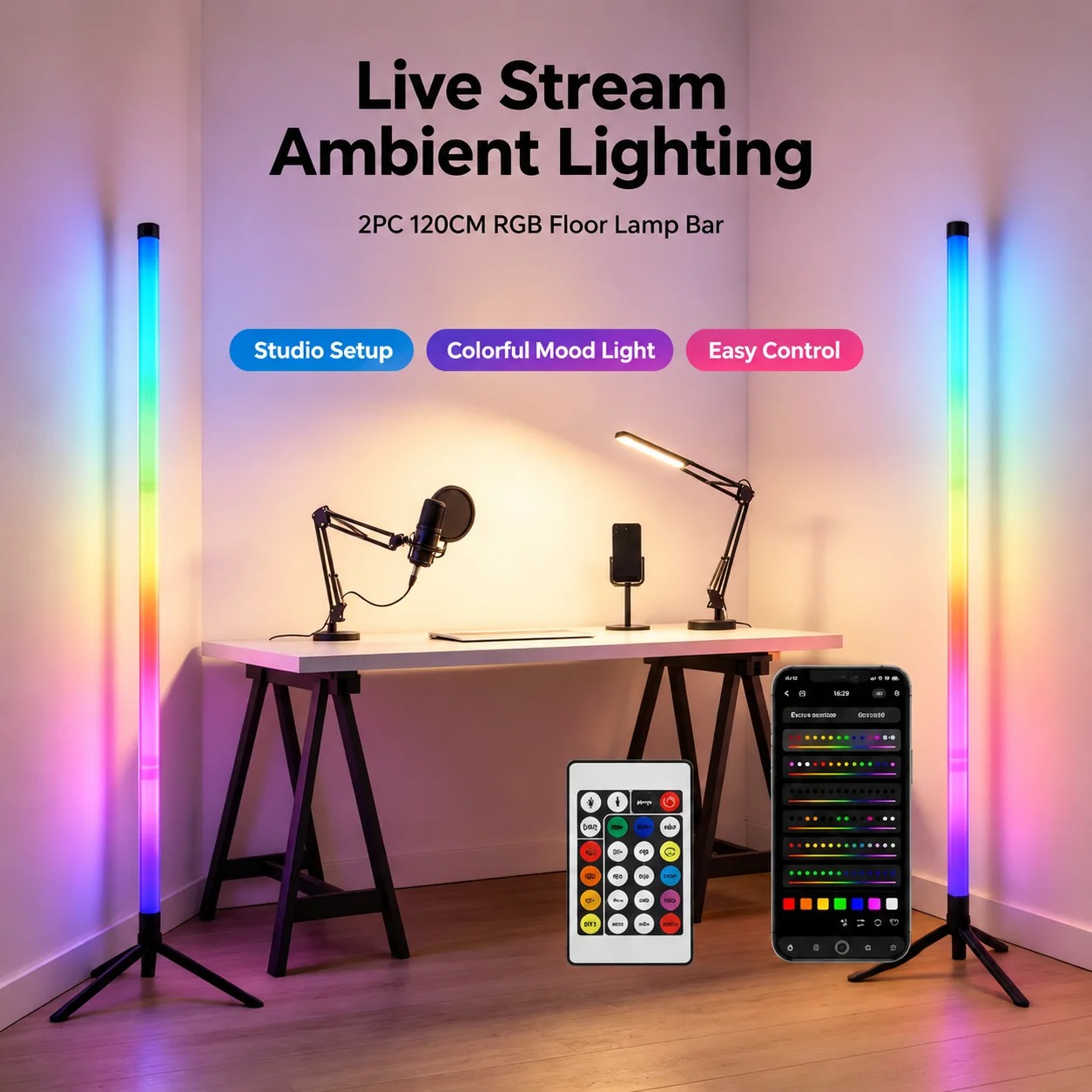 120CM RGB Corner Floor Lamp, S - đánh giá và giá Esports Gaming Setup