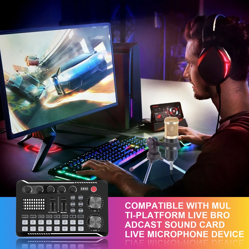 F998 Sound Card Kit,BM-800 Mic - đánh giá và giá Streaming Mic Condenser