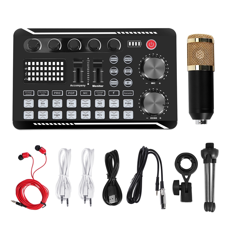 F998 Sound Card Kit,BM-800 Mic - đánh giá và giá Streaming Mic Condenser